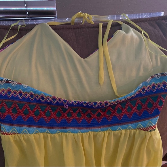 Yellow/Multicolor Halter Dress - Picture 4 of 5